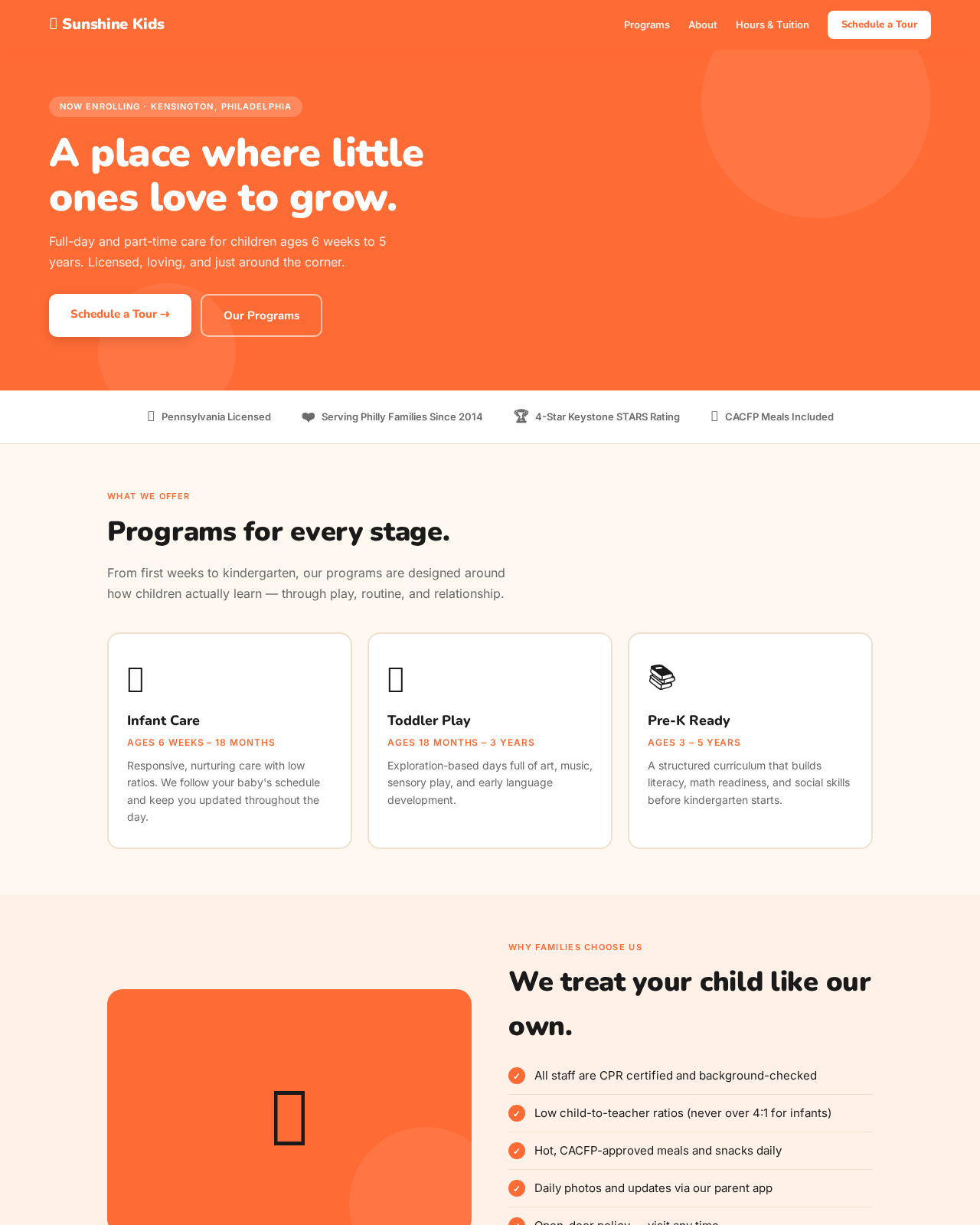 Warm & Playful website mockup